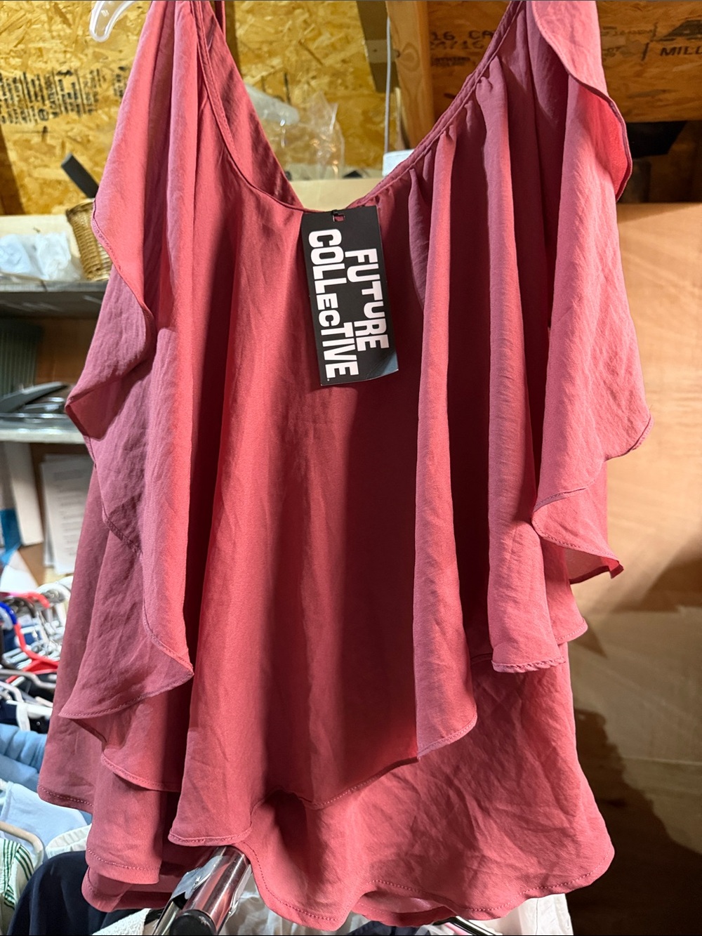 Future Collective Women's Dusty Rose Ruffle Camisole